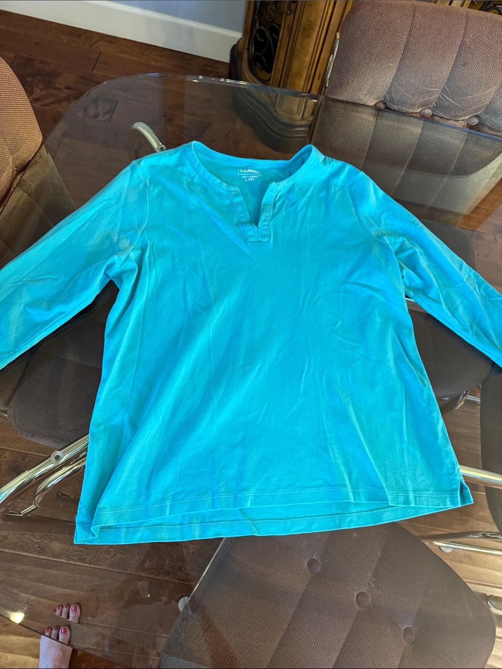 L.L. Bean Greenish blue 3/4 Sleeve Tee